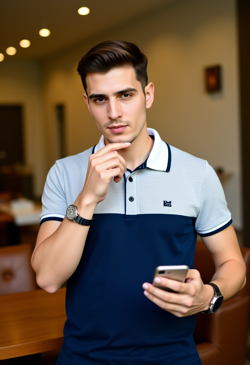 Prompt to create an AI video selling men's t-shirts.